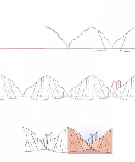 Dağlar fikri (3) çizimi
