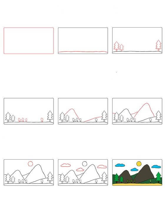 Dağlar fikri (4) çizimi