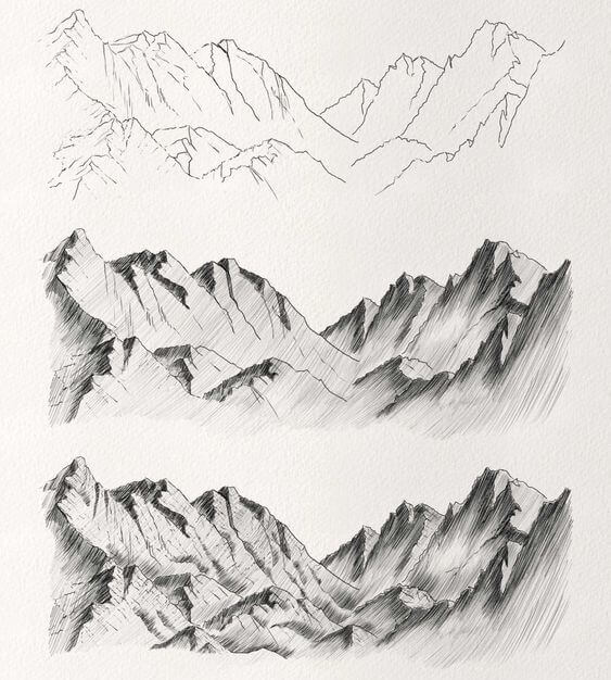 Dağlar fikri (6) çizimi