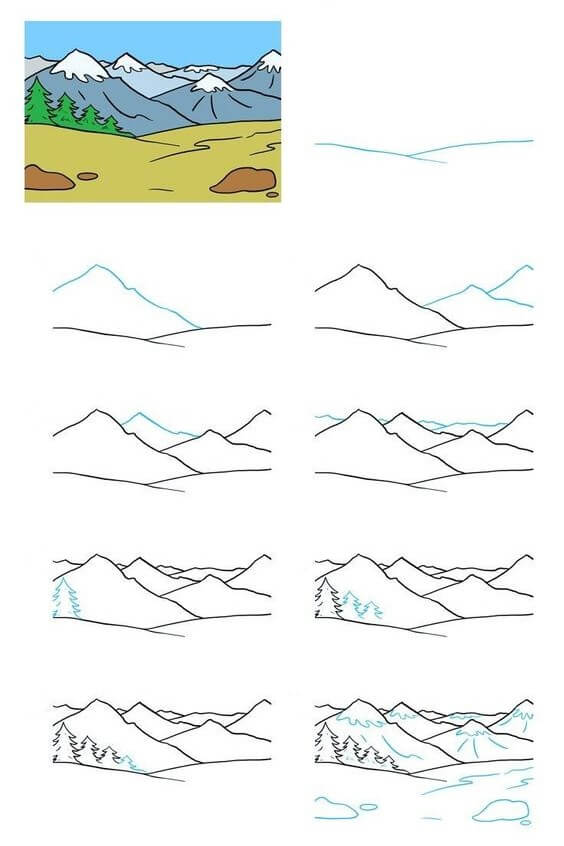 Dağlar fikri (8) çizimi