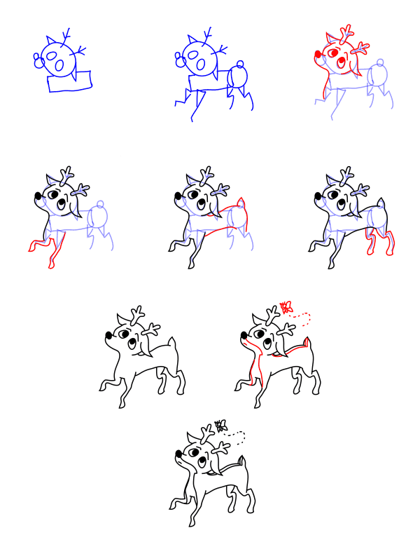 Karikatür geyik (3) çizimi