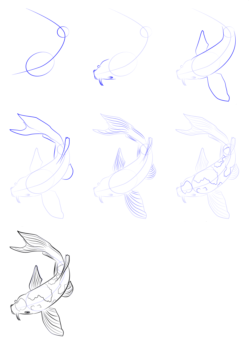 Koi balığı çizimi basit (1) çizimi