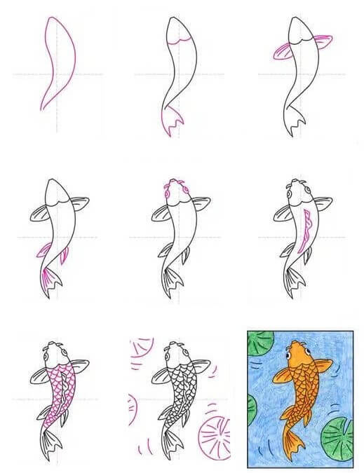 Koi balığı fikri (1) çizimi