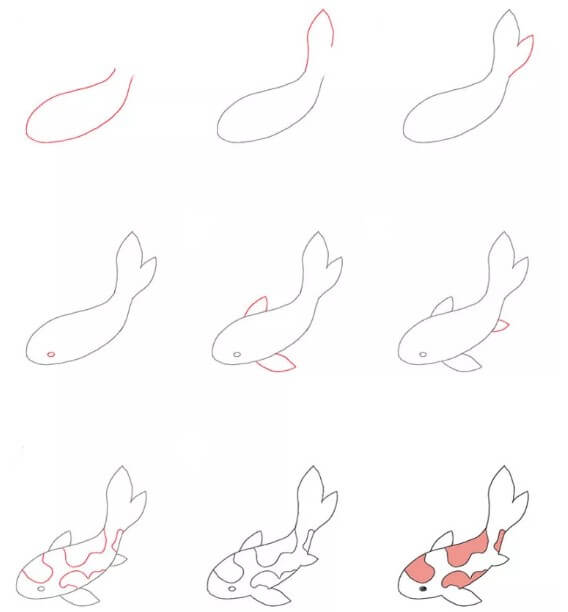 Koi balığı fikri (19) çizimi
