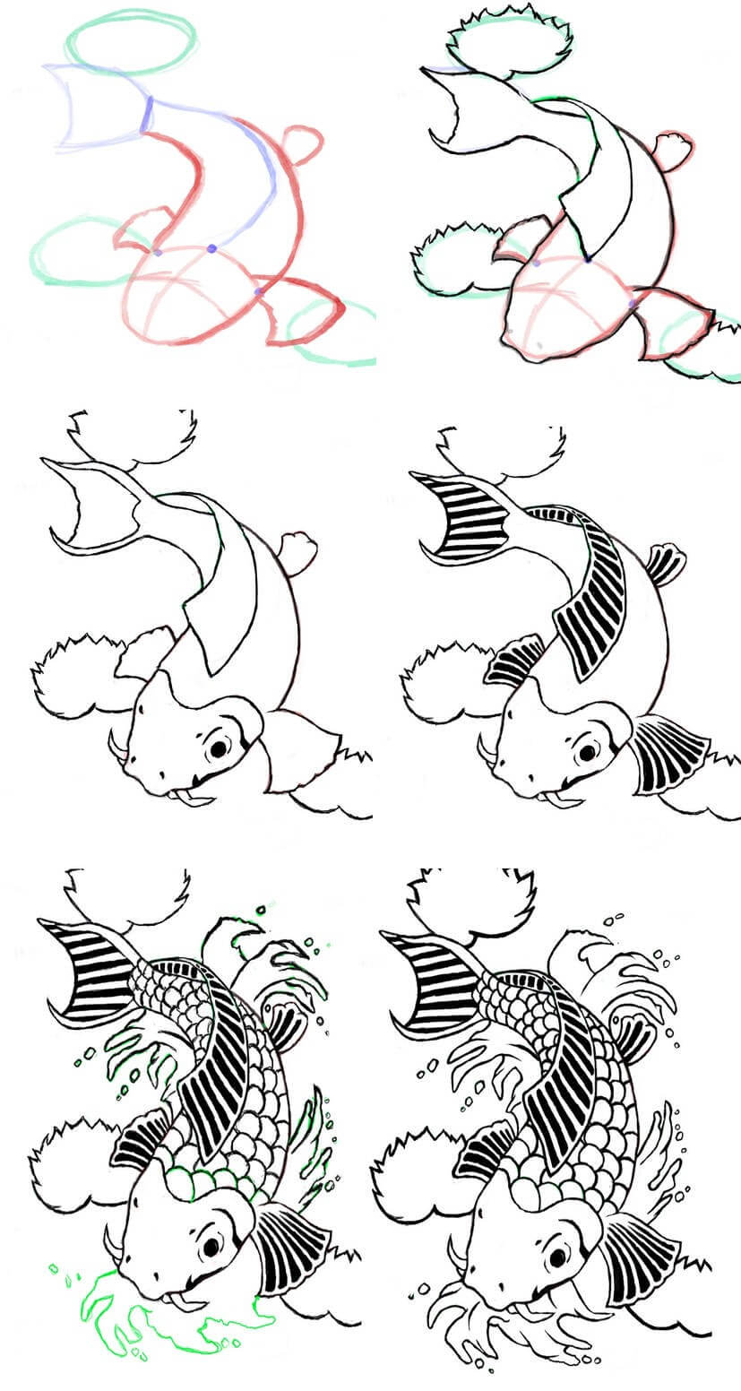 Koi balığı fikri (3) çizimi