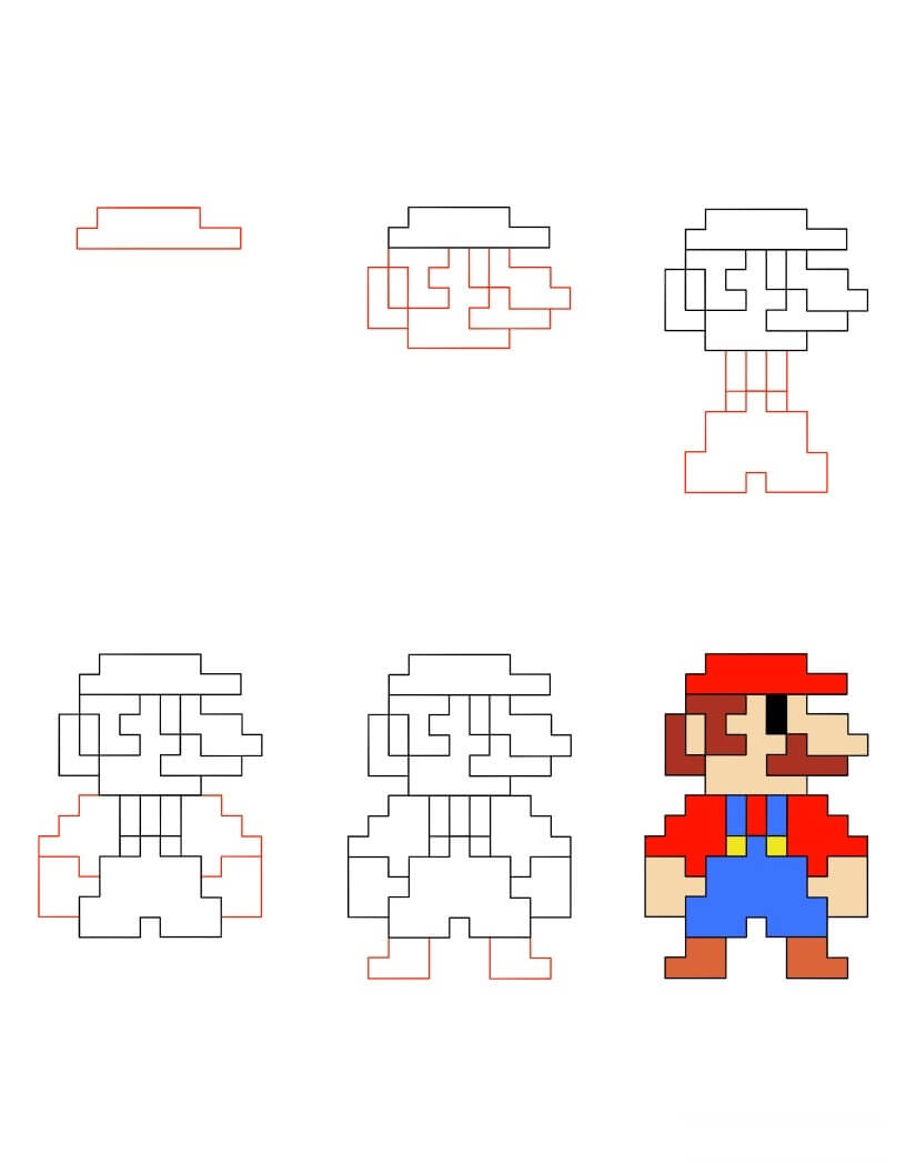 Mario minecraft çizimi