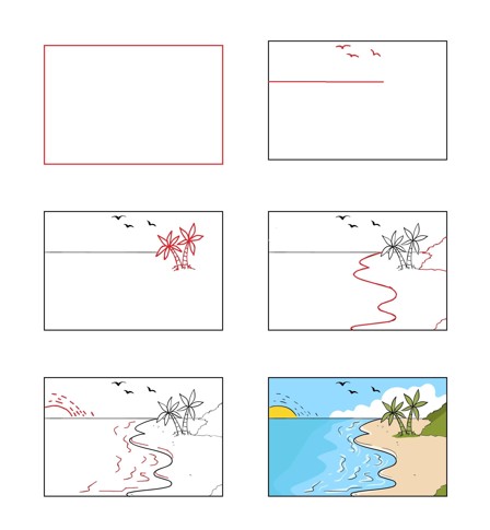 Plaj fikri (10) çizimi
