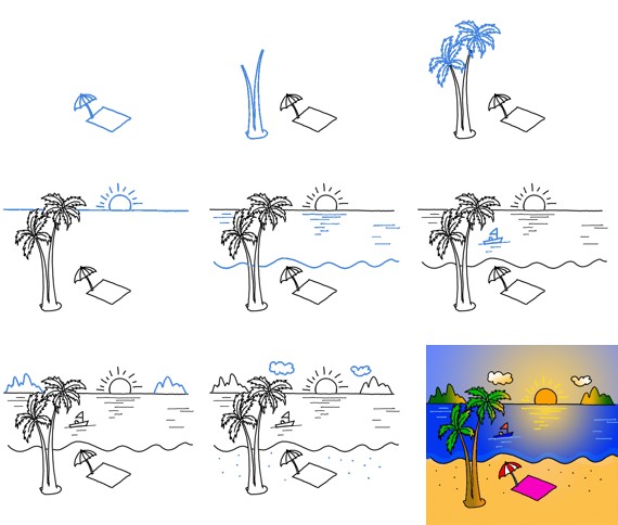 Plaj fikri (12) çizimi