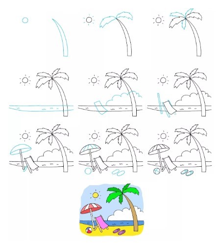 Plaj fikri (13) çizimi