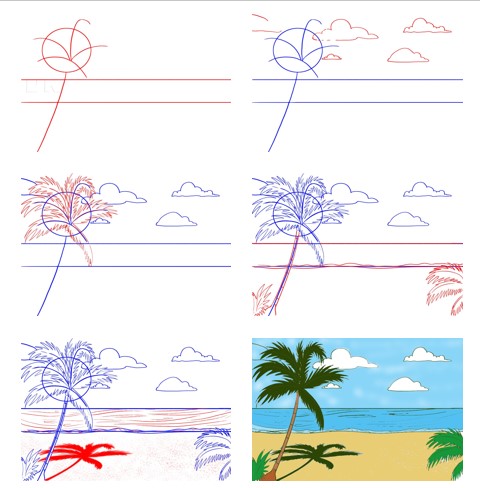 Plaj fikri (16) çizimi