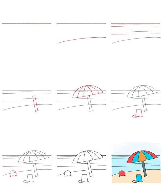 Plaj fikri (19) çizimi