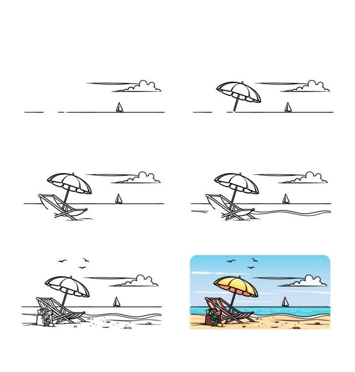 Plaj fikri (4) çizimi