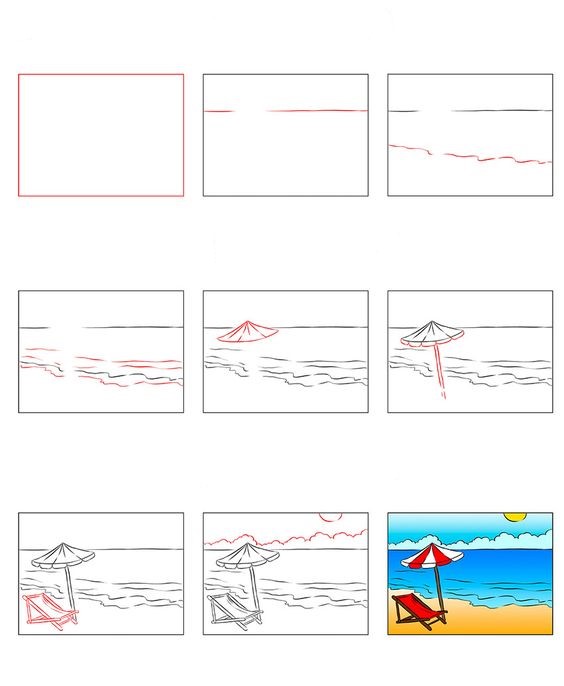 Plaj fikri (6) çizimi