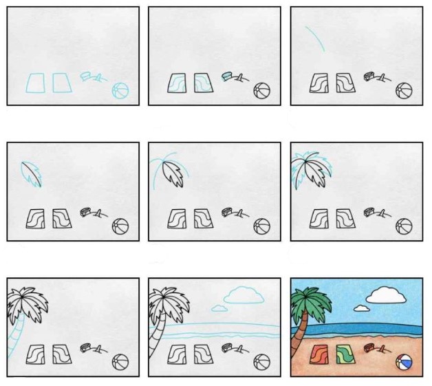 Plaj fikri (8) çizimi