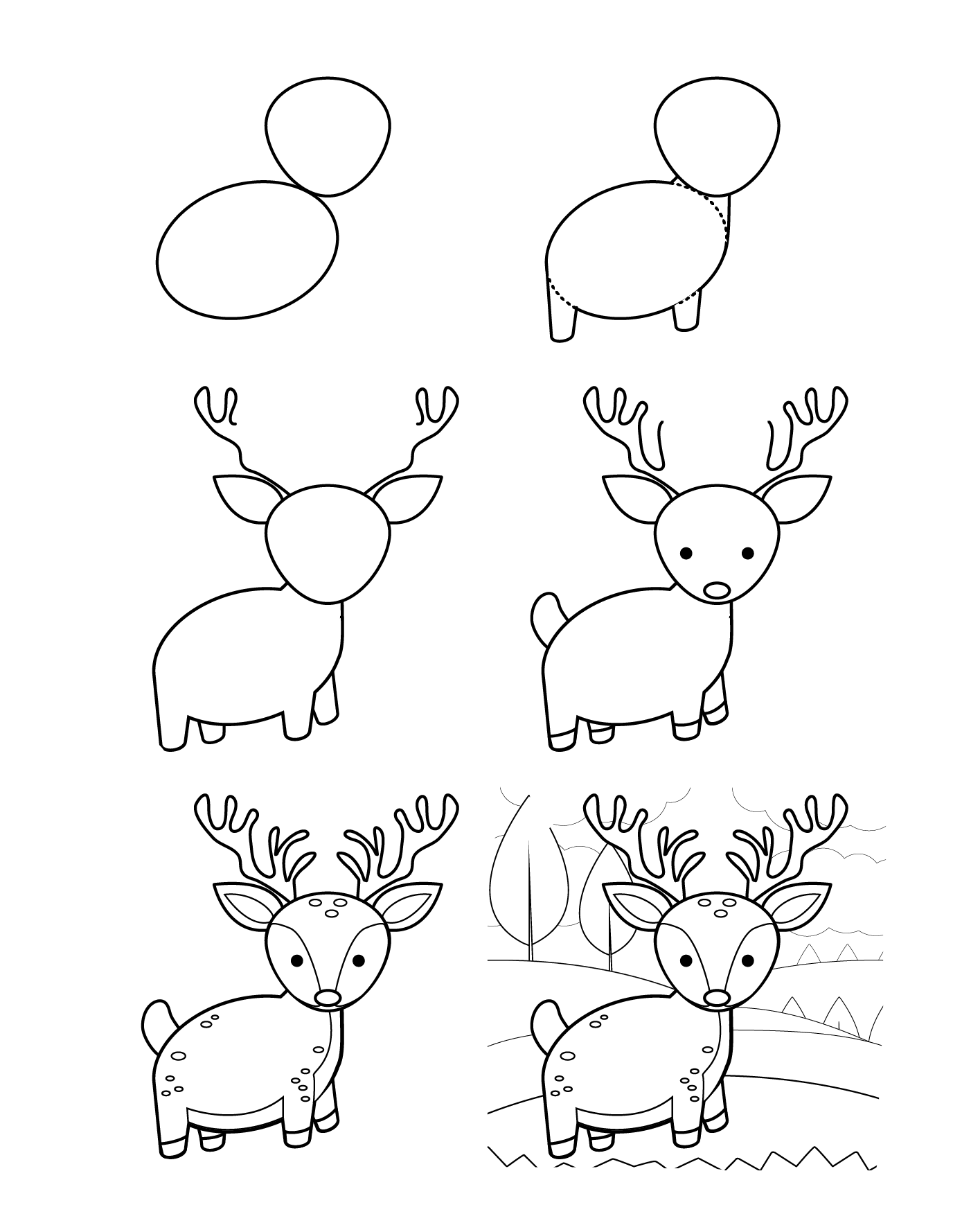 Sevimli geyik çizimi
